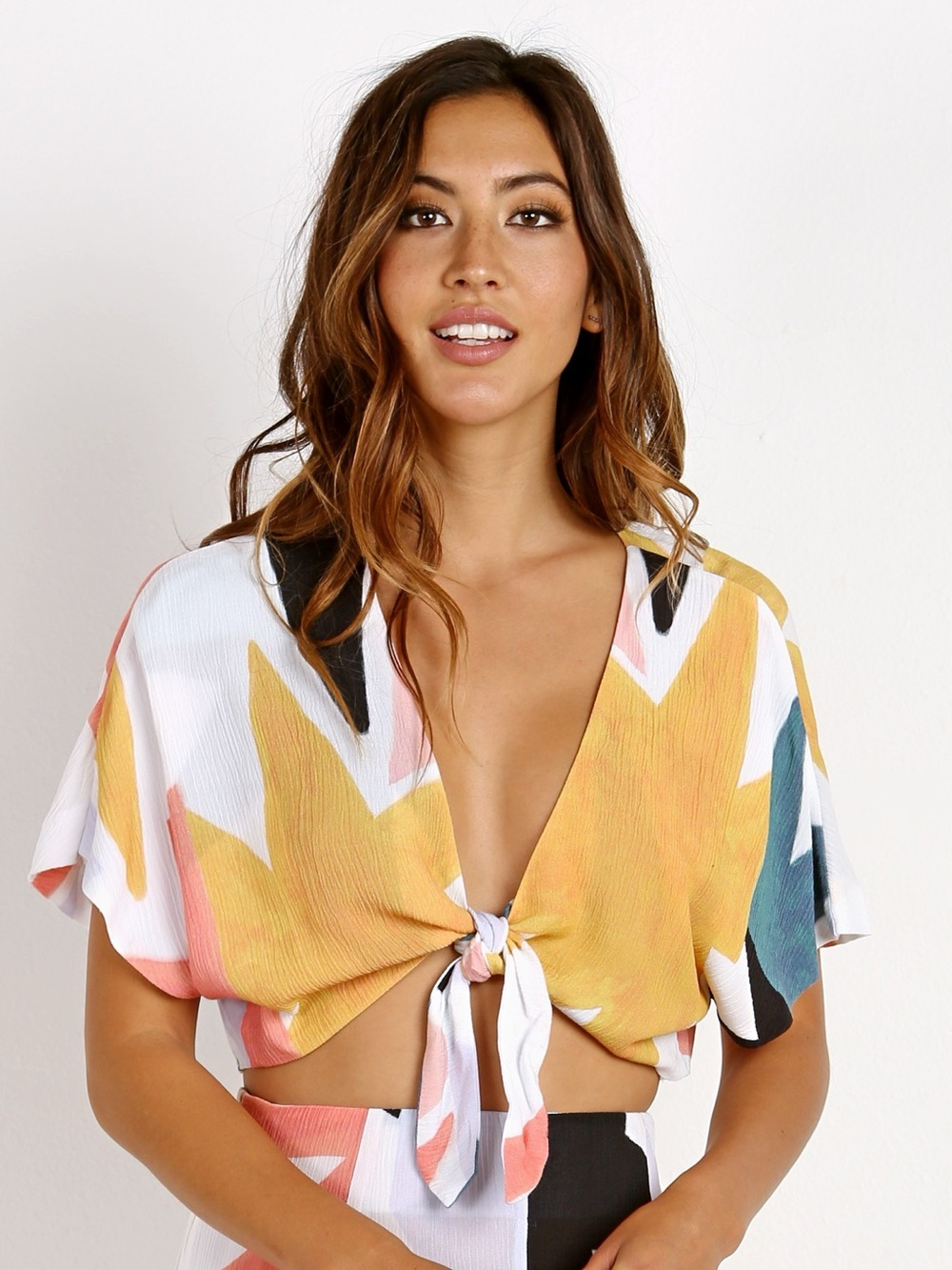 Mara Hoffman Majorca Tie Front Crop Top Lilac